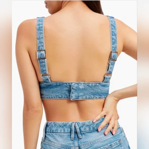 NWT Good American Denim Crop Bra Top - Picture 3 of 7